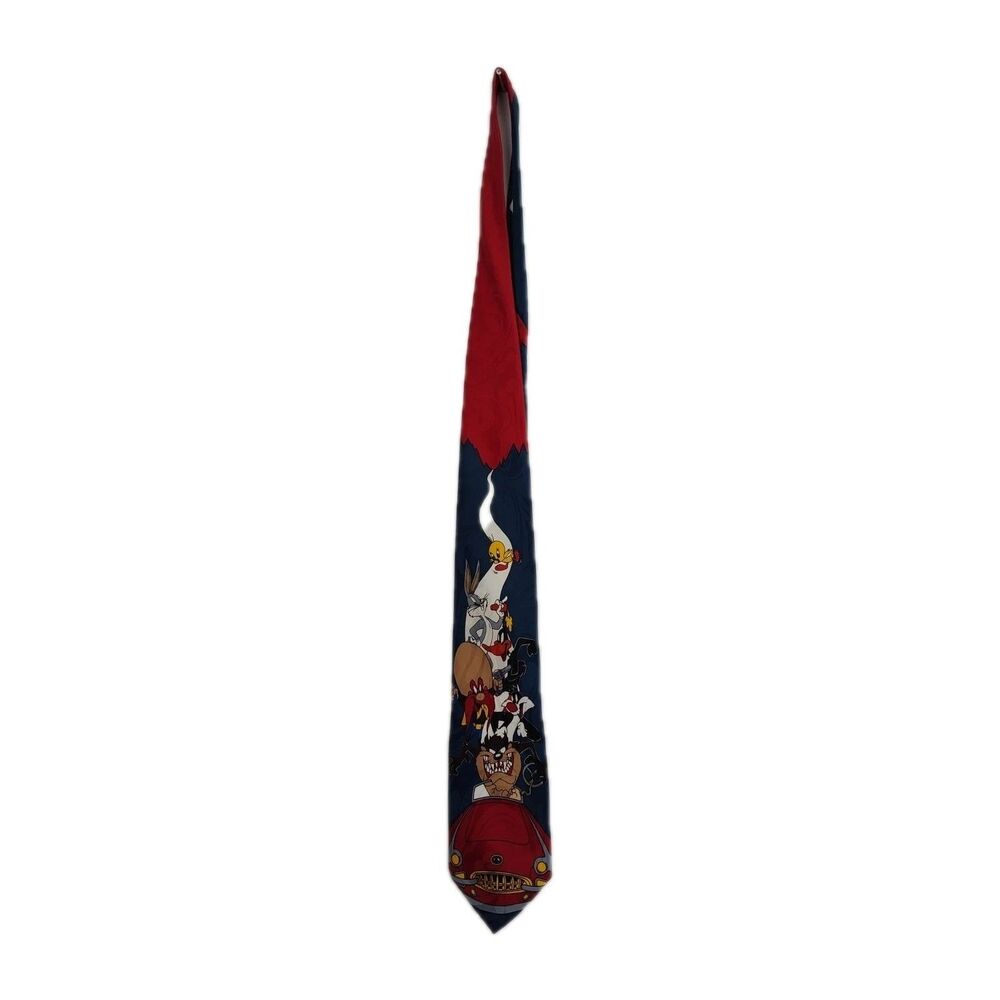 🔥🔥🔥Looney Tunes characters tie, dark blue, Taz, Bugs‎ Bunny, Daffy Duck VGC